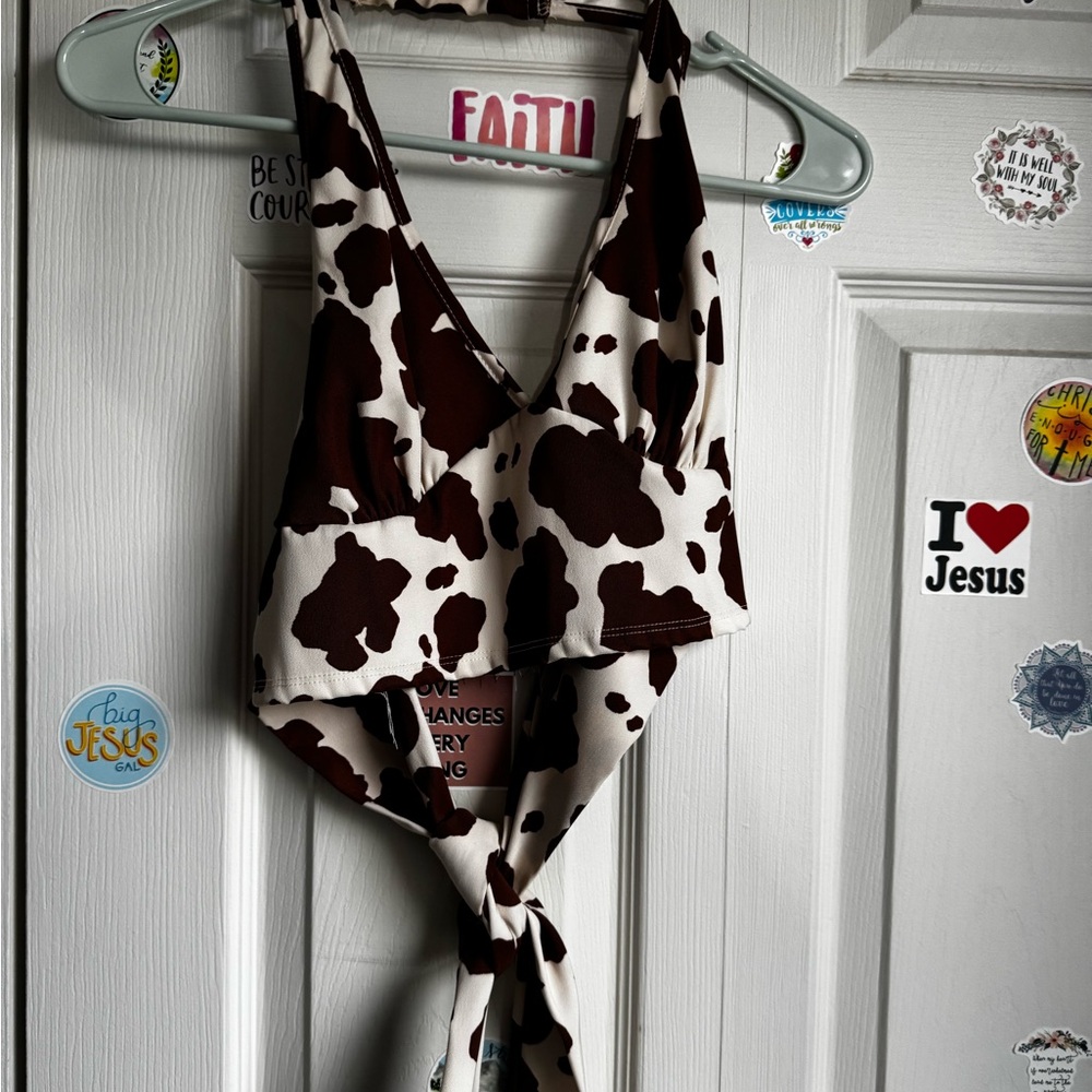 Altar'd State Cow Print Halter Top (matching set)